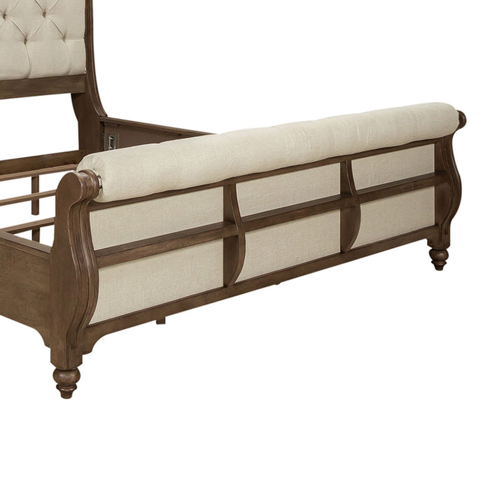 Americana Farmhouse King Sleigh Bed in Dusty Taupe