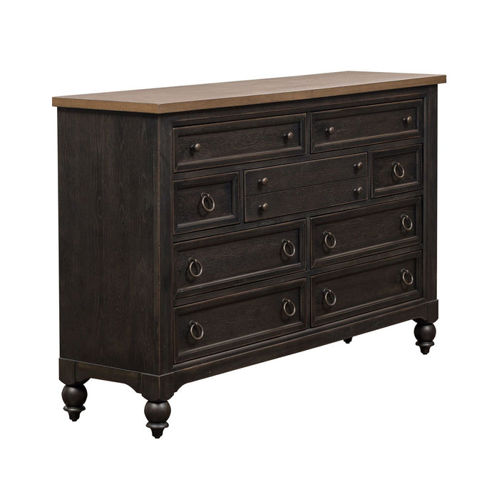 Americana Farmhouse 9 Drawer Dresser in Black