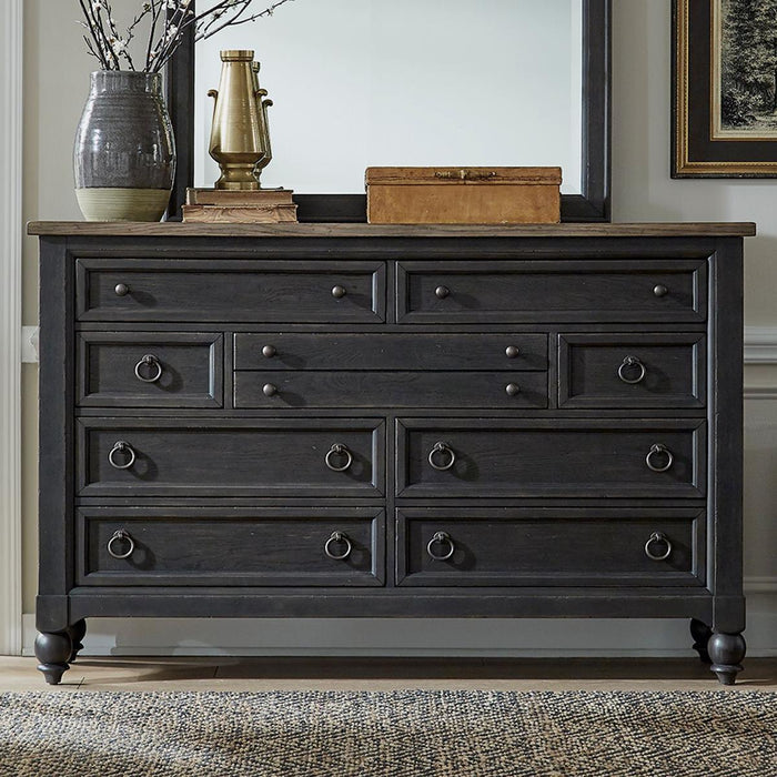 Liberty Furniture Americana Farmhouse 9 Drawer Dresser in Black image