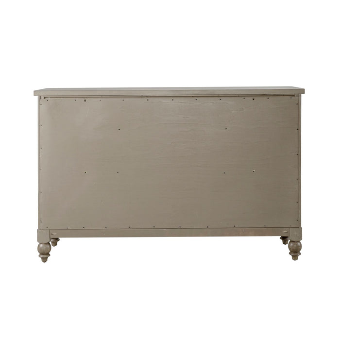 Americana Farmhouse 9 Drawer Dresser in Dusty Taupe and Black