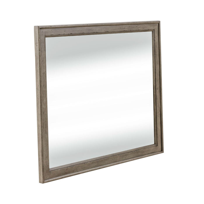 Americana Farmhouse Landscape Mirror in Dusty Taupe and Black