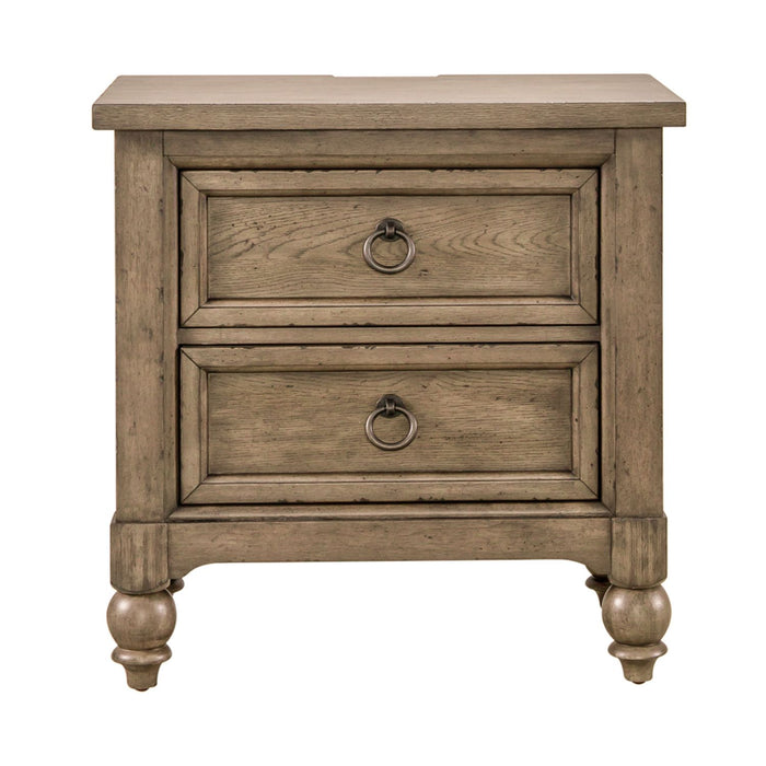 Americana Farmhouse 2 Drawer Nightstand in Dusty Taupe and Black image