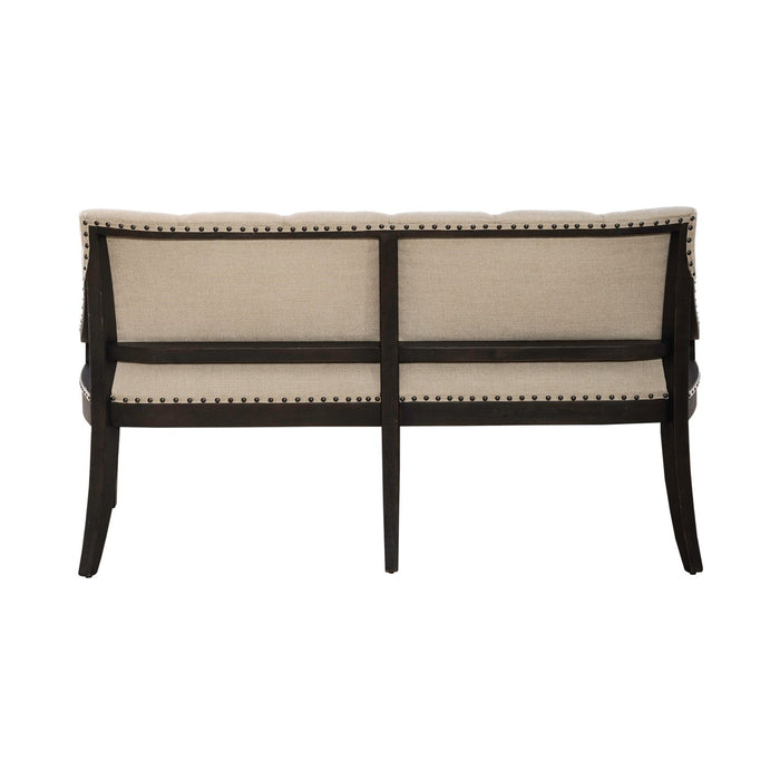 Americana Farmhouse Uph Shelter Dining Bench in Dusty Taupe & Black