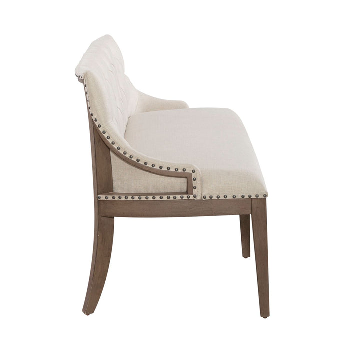 Americana Farmhouse Uph Shelter Dining Bench in Dusty Taupe & Black