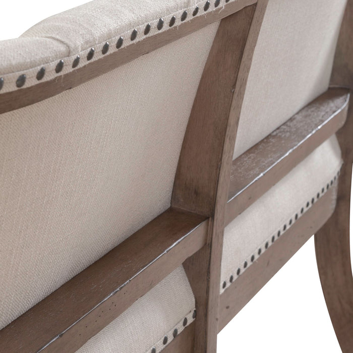 Americana Farmhouse Uph Shelter Dining Bench in Dusty Taupe & Black image