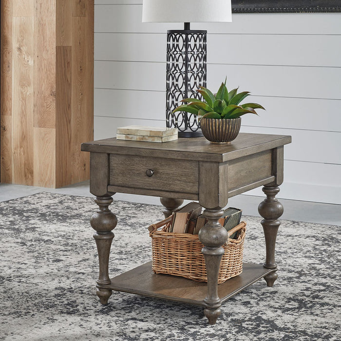 Liberty Furniture Americana Farmhouse End Table in Dusty Taupe image