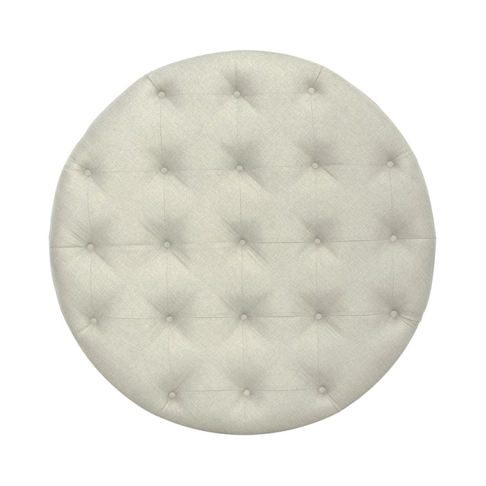 Americana Farmhouse Round Cocktail Ottoman in Dusty Taupe