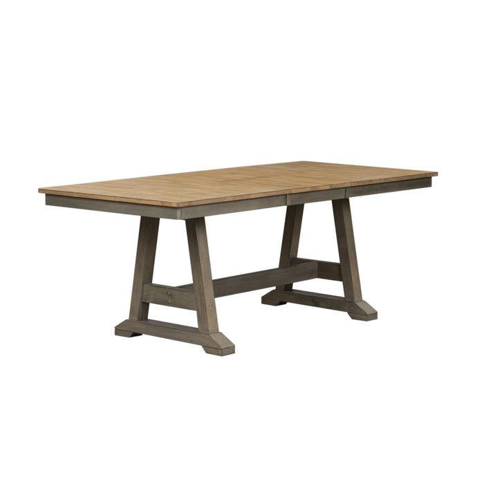 Lindsey Farm Trestle Dining Table in Gray and Sandstone