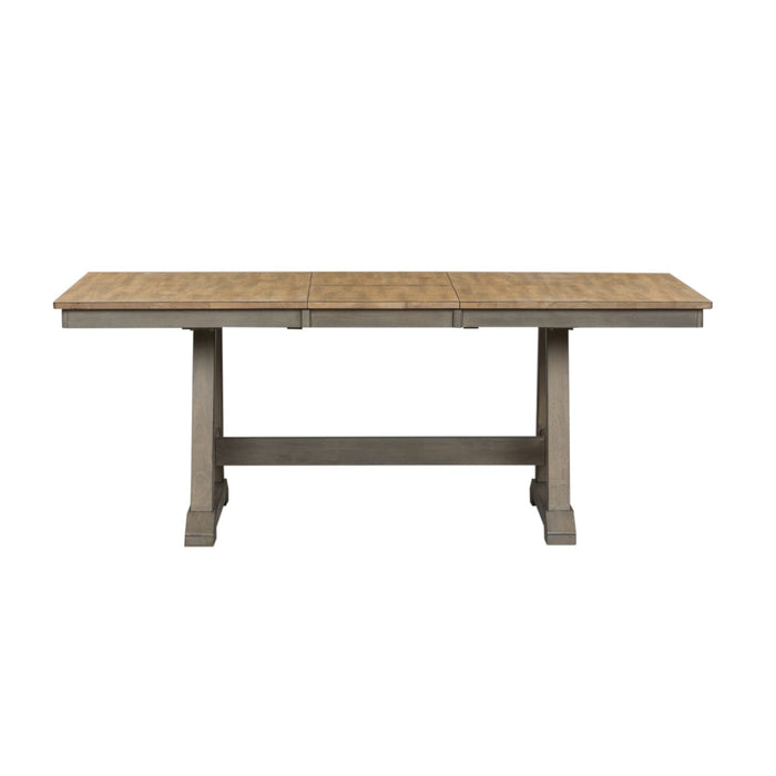 Lindsey Farm Trestle Dining Table in Gray and Sandstone
