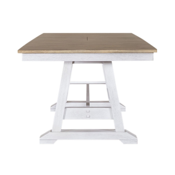 Lindsey Farm Trestle Dining Table in Weathered White & Sandstone