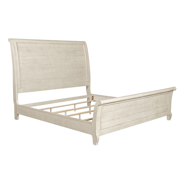 Farmhouse Reimagined King Sleigh Bed, Dresser & Mirror, Chest, Night Stand