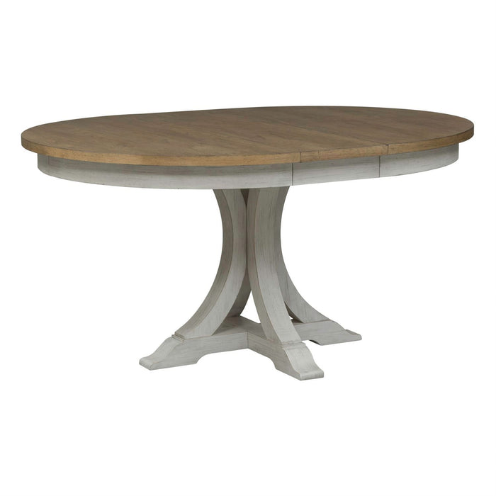 Farmhouse Reimagined Opt 5 Piece Pedestal Table Set