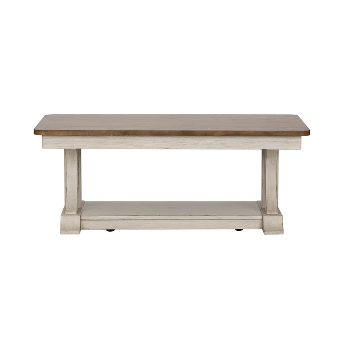 Farmhouse Reimagined Rectangular Cocktail Table in Antique White