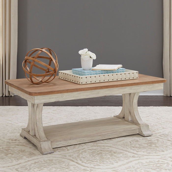 Liberty Farmhouse Reimagined Rectangular Cocktail Table in Antique White image
