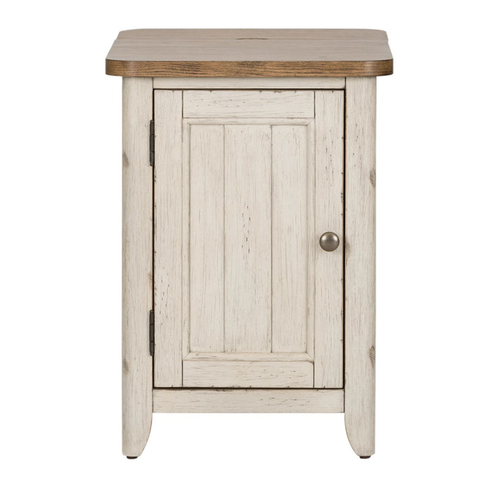 Farmhouse Reimagined Door Chair Side Table w/ Charging in Antique White