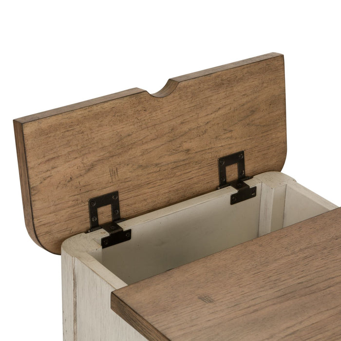 Farmhouse Reimagined Door Chair Side Table w/ Charging in Antique White