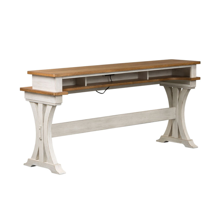 Farmhouse Reimagined Console Bar Table in Antique White