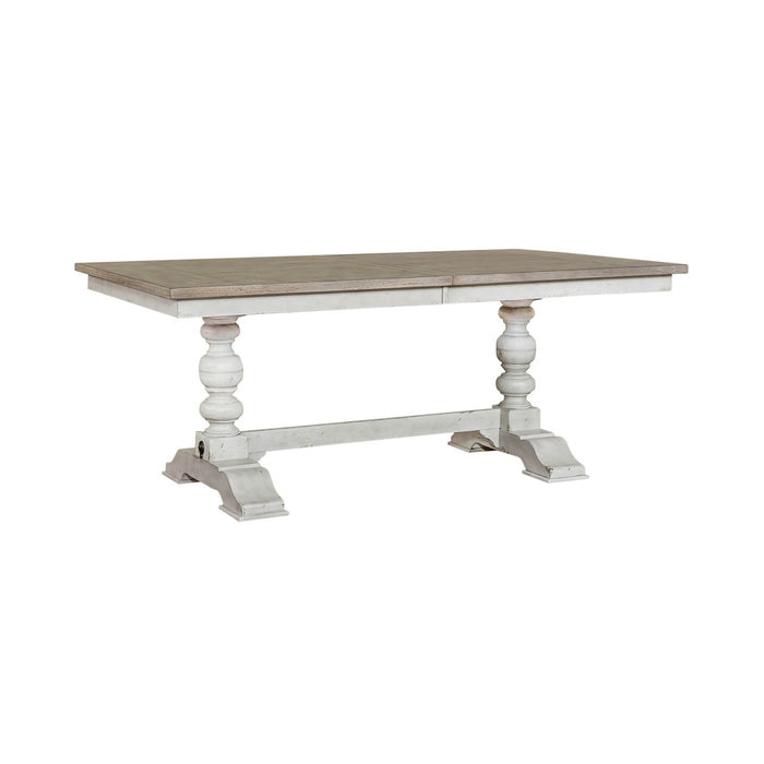 Whitney Trestle Table in Weathered Gray