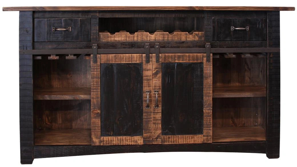 Pueblo Black 2 Drawers, 2 Shelves and 2 Doors Bar