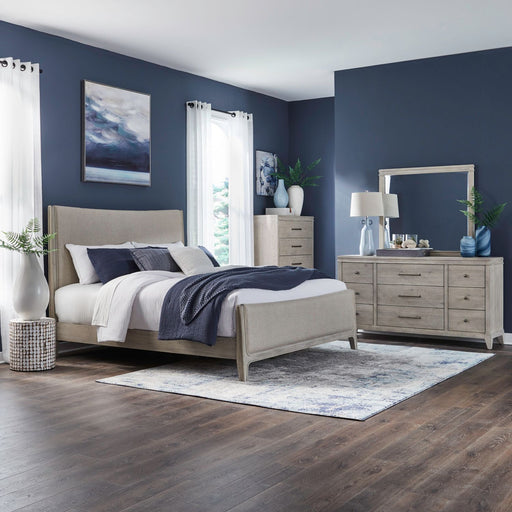 New Haven Queen Uph Bed, Dresser & Mirror, Chest image