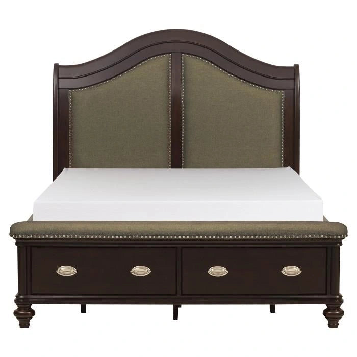 Marston Queen Sleigh Storage Bed in Dark Cherry 2615DC-1