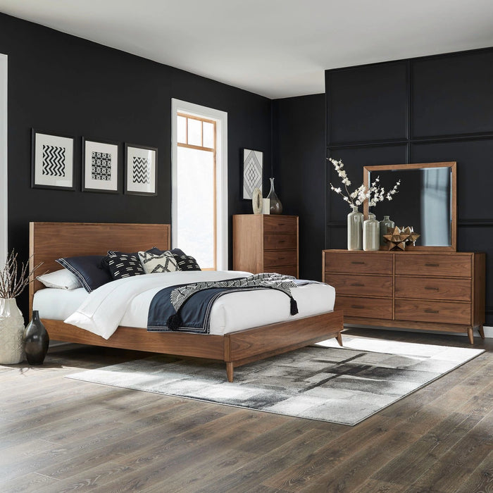 Century Modern King Platform Bed, Dresser & Mirror, Chest image
