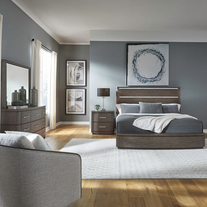 Cascade Falls King Panel Bed, Dresser & Mirror, Night Stand image