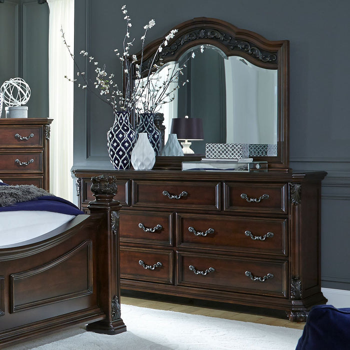 Messina Estates King Poster Bed, Dresser & Mirror, Chest