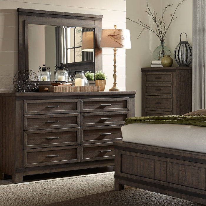 Thornwood Hills King Two Sided Storage Bed, Dresser & Mirror, Night Stand