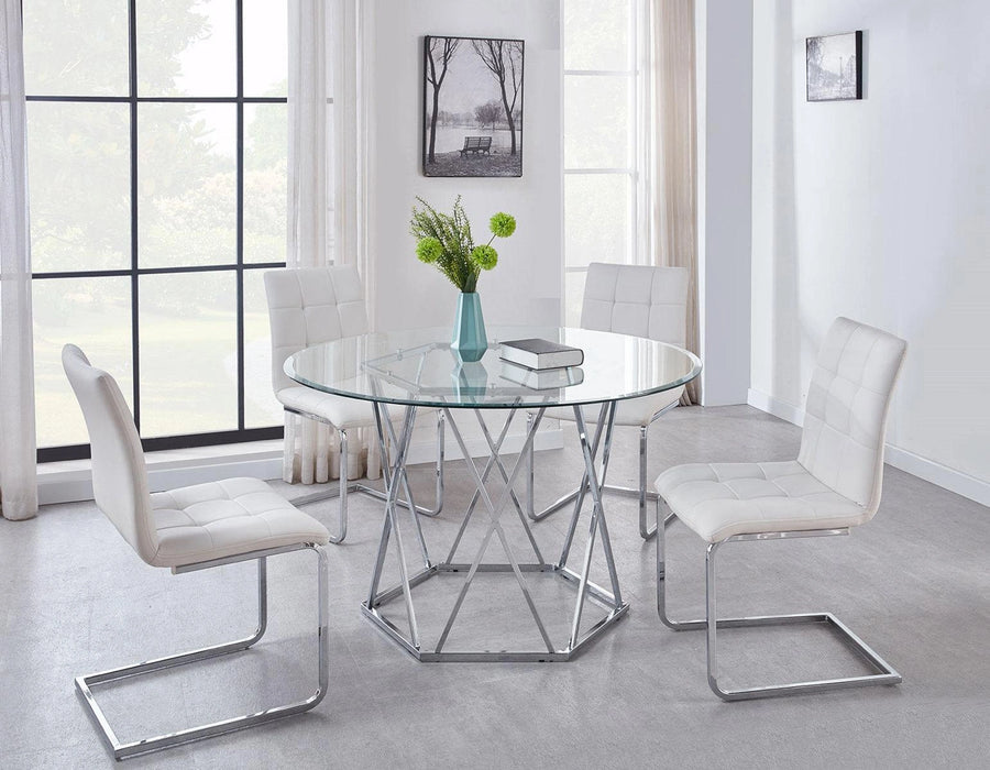 Steve Silver Escondido Round Dining Table in Chrome