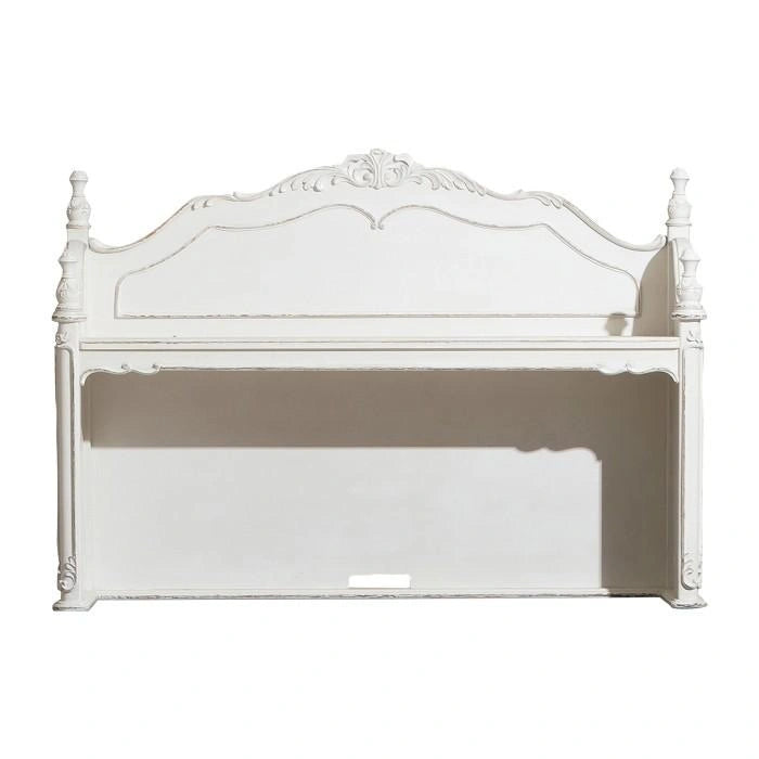 Cinderella Writing Desk and Hutch in Antique White with Grey Rub-Through