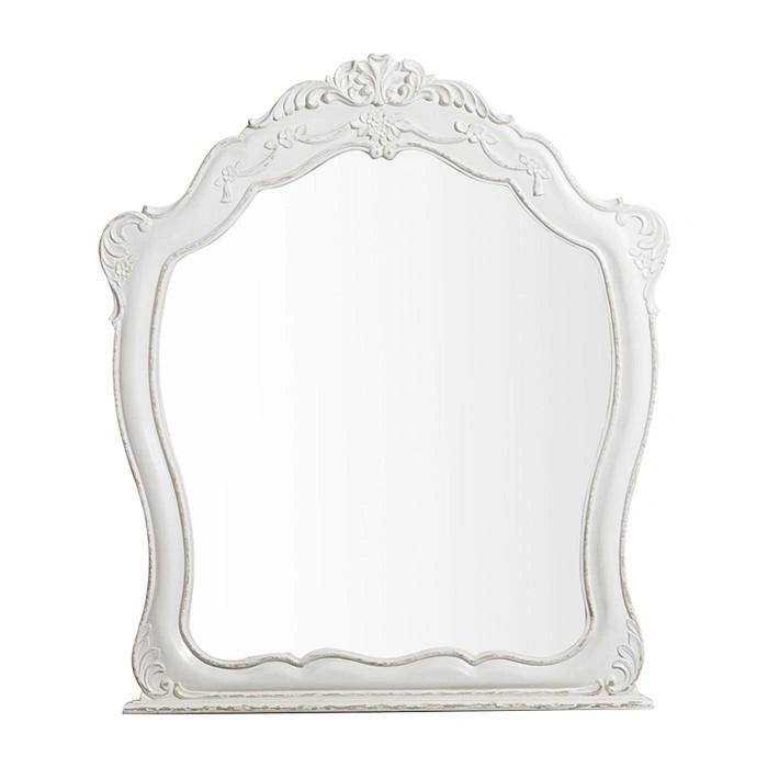 Cinderella Mirror in Antique White with Grey Rub-Through 1386NW-6