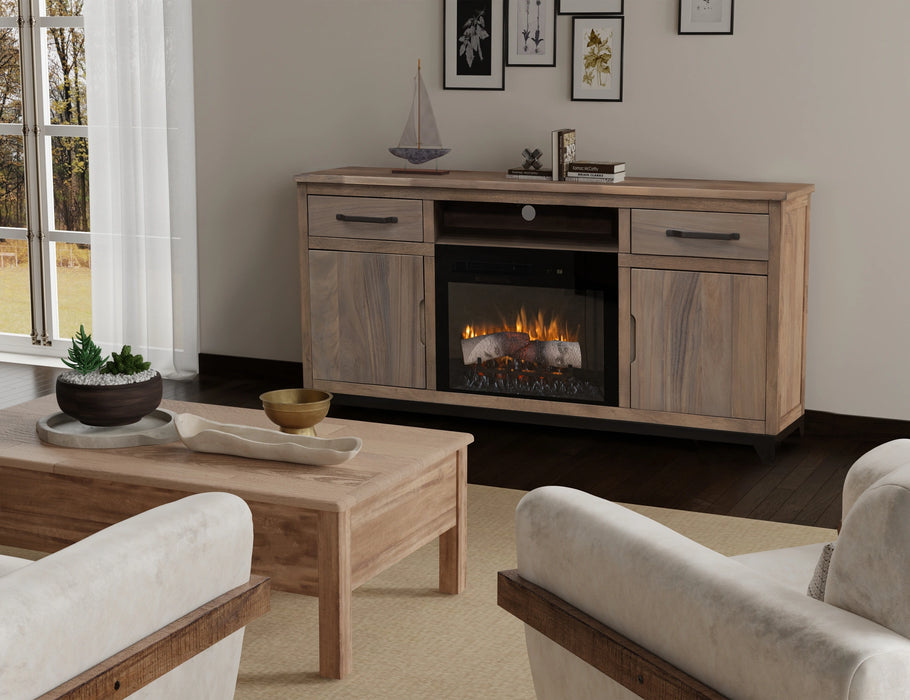 Natural Parota 70" Electric Fireplace