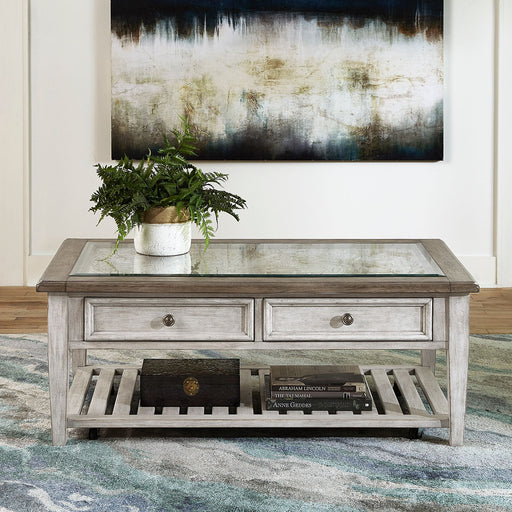 Liberty Heartland Rect Ceiling Tile Cocktail Table in Antique White image