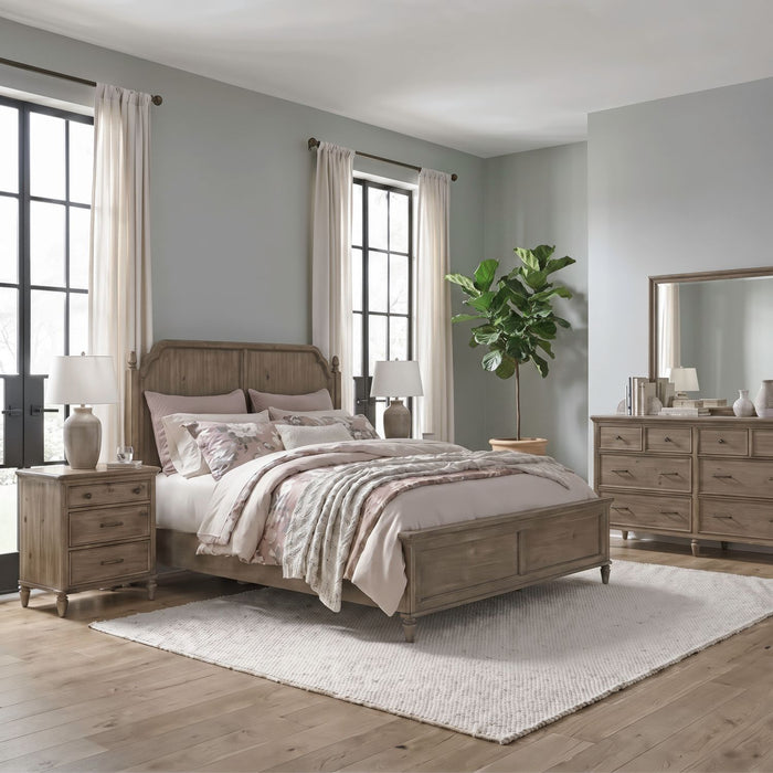 Hickory Grove California Panel Bed, Dresser & Mirror, Night Stand image