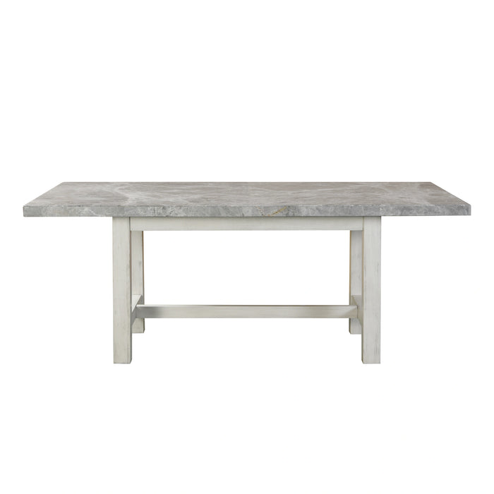 Steve Silver Canova Gray Marble Top Dining Table in Cathedral White