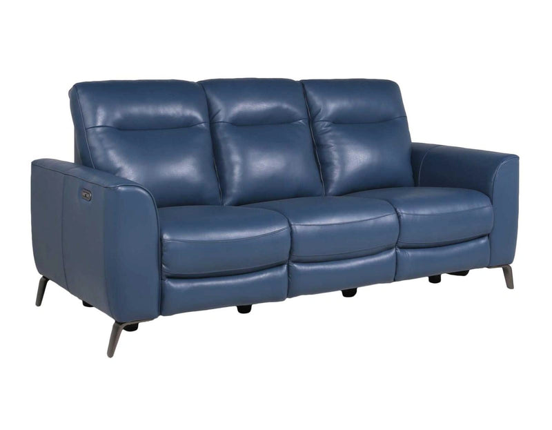 Steve Silver Sansa Leather Dual Power Reclining Sofa in Ocean Blue