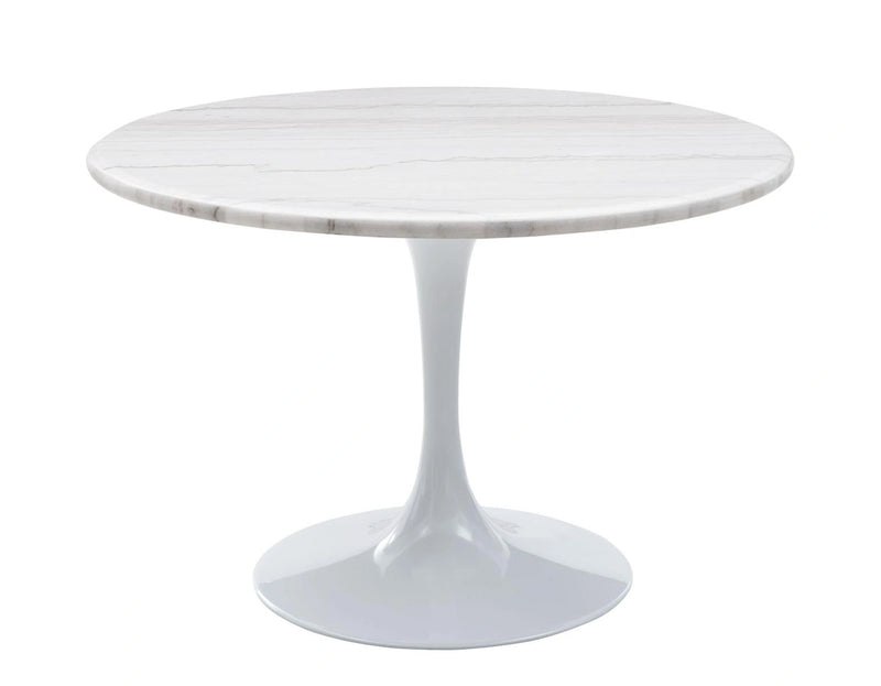 Steve Silver Colfax Round White Marble Top Dining Table in White