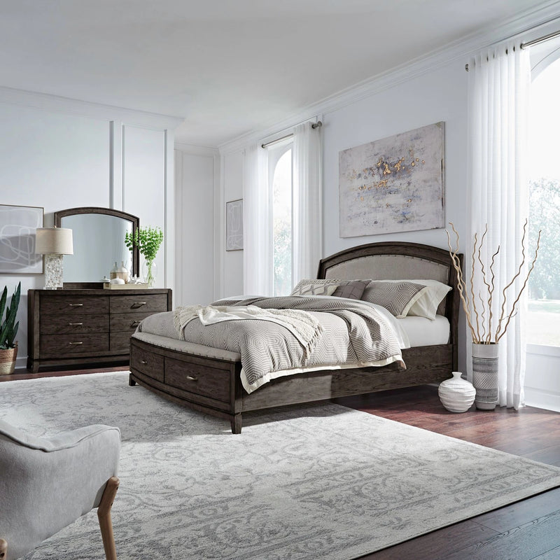 Avalon King Uph Storage Bed, Dresser & Mirror image