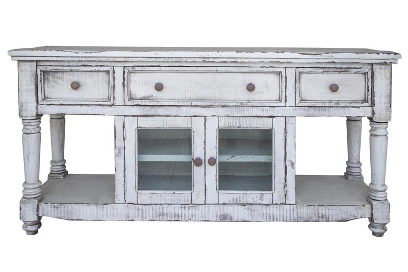 Aruba 70" TV Stand, w/3 Drawers and 2 Doors, in White Finish