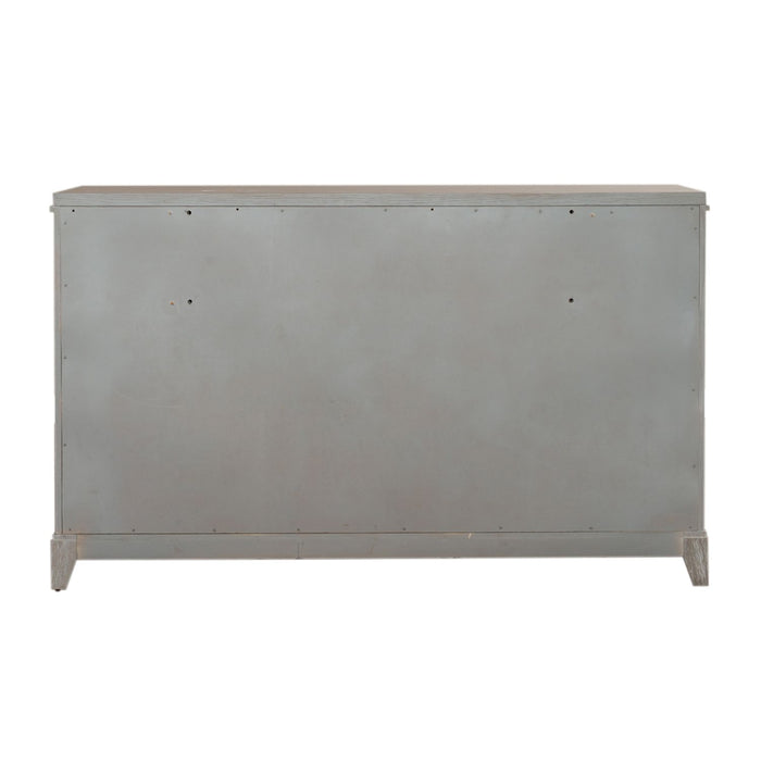 Belmar 8 Drawer Dresser in Washed Taupe and Silver Champagne