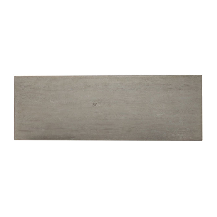 Belmar 9 Drawer Bureau Dresser in Washed Taupe and Silver Champagne