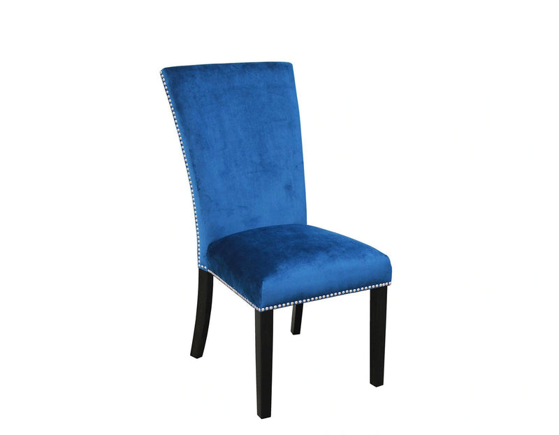 Steve Silver Camila Blue Velvet Side Chair in Blue (Set of 2)