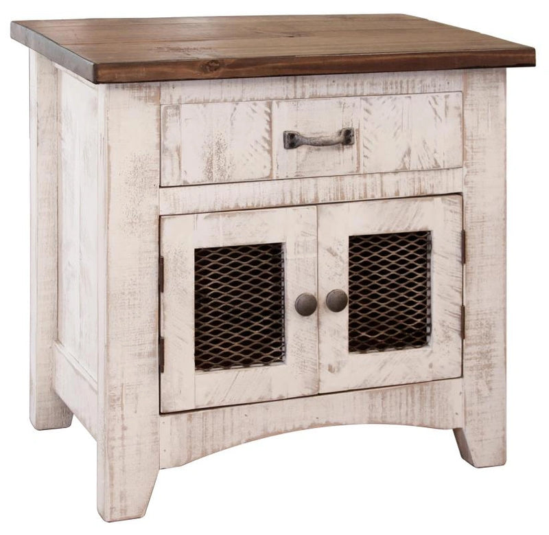 Pueblo White 1 Drawer, 2 Mesh door Nightstand