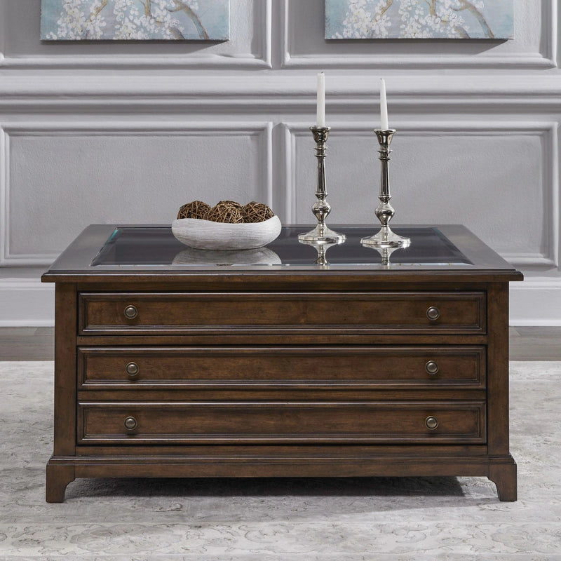 Arden Road Square Collector Cocktail Table in Satin Cherry image