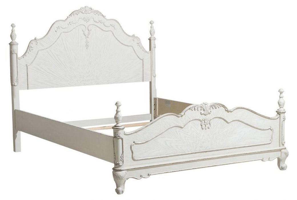 Cinderella Queen Poster Bed in Antique White 1386NW-1*