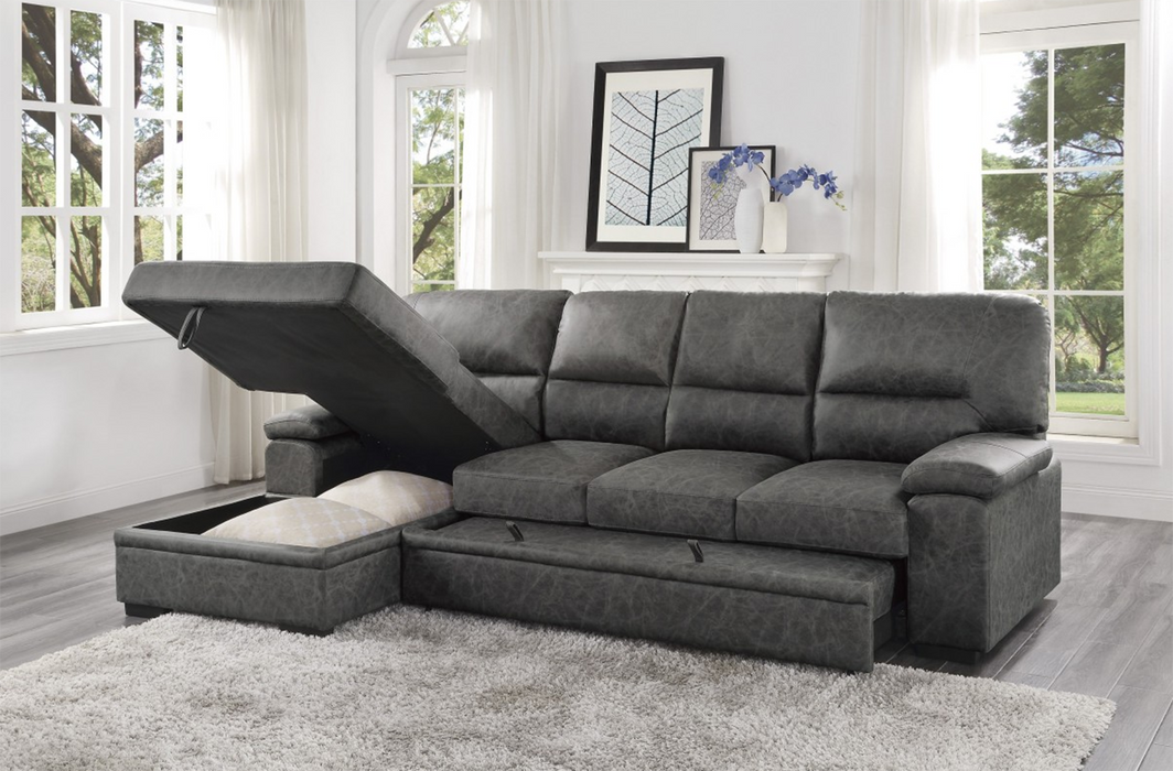 Michigan Sectional with Pull Out Bed and Left Chaise in Dark Gray 9407DG*2LC3R