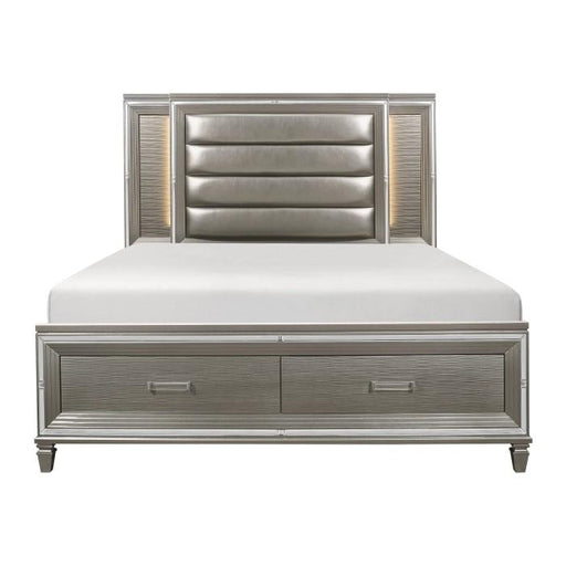 Homelegance Tamsin King Upholstered Storage Bed in Silver Grey Metallic 1616K-1EK* image