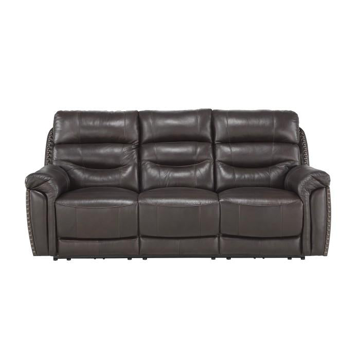 Homelegance Furniture Lance Power Double Reclining Sofa with Power Headrests in Brown 9527BRW-3PWH image