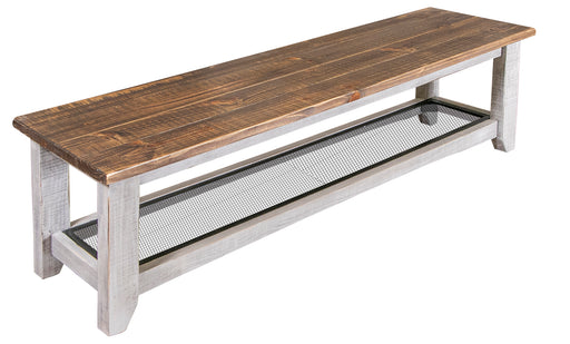 Pueblo Gray Solid Wood Bench w/Iron Shelf image